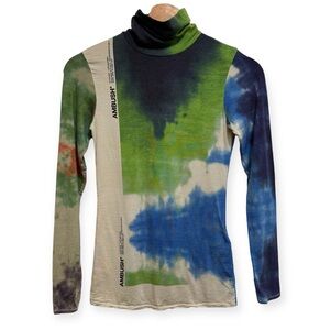 Ambush Logo Tie Dye Lyocell Jersey Knit Turtleneck
